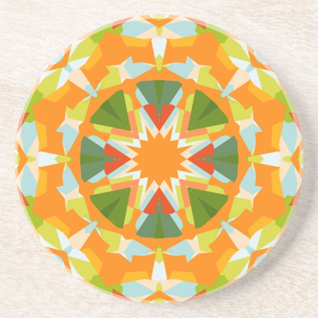 Bright Orange Vibrant Grönt Star Boho Maximalist Underlägg (Framsidan)