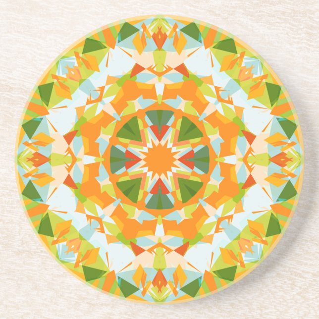 Bright Orange Vibrant Grönt Star Boho Maximalist Underlägg (Framsidan)