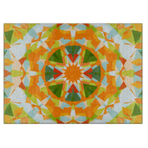 Bright Orange Vibrant Grönt Star Kitsch Eclectic