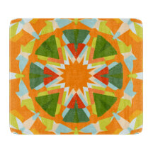 Bright Orange Vibrant Grönt Star Kitsch Eclectic