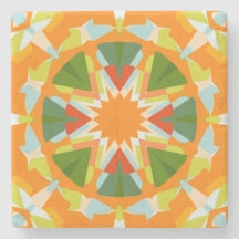 Bright Orange Vibrant Grönt Star Kitsch Eclectic