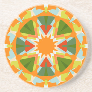 Bright Orange Vibrant Grönt Star Kitsch Eclectic Underlägg
