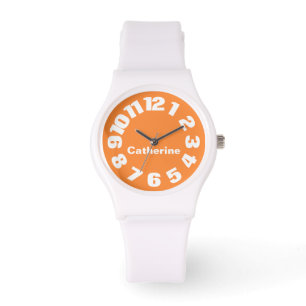 Bright Orange/Vit Personlig Kvinnobevakning Armbandsur