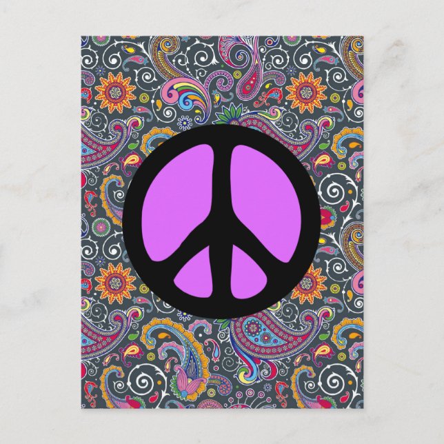 Bright Paisley på plattsvart Vykort (Framsida)