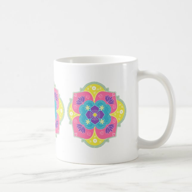 Bright Pastel Lotus Rangoli Kaffemugg (Höger)