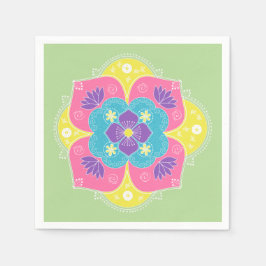 Bright Pastel Lotus Rangoli Pappersservett