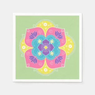 Bright Pastel Lotus Rangoli Pappersservett