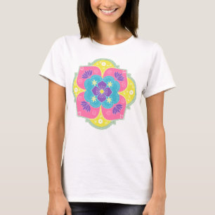 Bright Pastel Lotus Rangoli T Shirt
