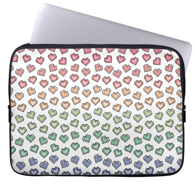 Bright Pastel Rainbow Gemstone Heart mönster Laptop Fodral (Framsidan)