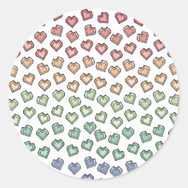 Bright Pastel Rainbow Gemstone Heart mönster Runt Klistermärke