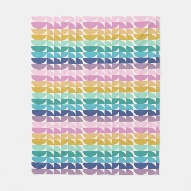 Bright Pastel Rainbow Geometric Shapes Mönster Fleecefilt (Framsidan)