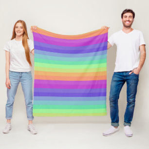 Bright Pastel Rainbow Rand Fleece Blanket