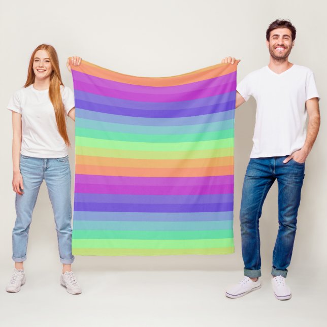 Bright Pastel Rainbow Rand Fleece Blanket (På plats)