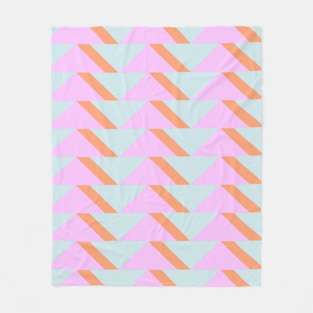 Bright Pastel Retro Geometric Mönster Rosa Aqua Fleecefilt (Framsidan)