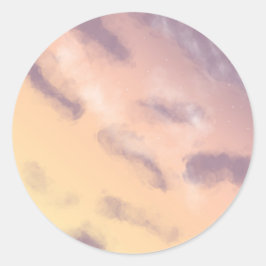 Bright Pastel Sunrise Himmel med molnmålning Runt Klistermärke