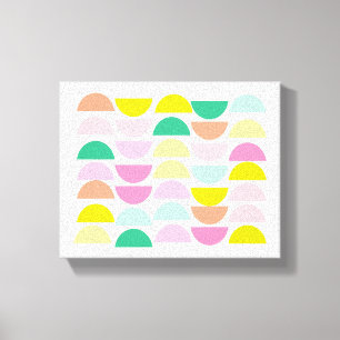 Bright Pastels Geometric Shapes Summer Mint Rosa Canvastryck