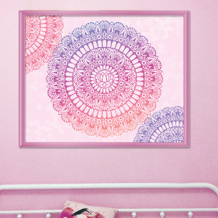 Bright Pastels Lotus Henna Mandala Skriv ut Poster