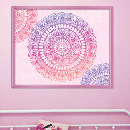 Bright Pastels Lotus Henna Mandala Skriv ut Poster