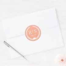 Bright Peach Orange Simple Monogram