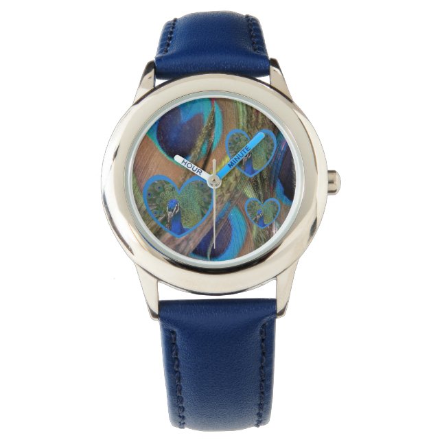 Bright Peacock Feathers Kids eWatch Armbandsur (Framsida)