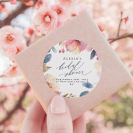 Bright Peony Favor Stickers for möhippas Runt Klistermärke