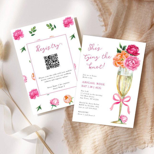 Bright Peony Gifter sig QR-register Inbjudningar (Skapare uppladdad)