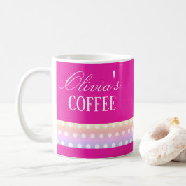 Bright Pink and Pola Dots  Kaffemugg