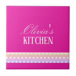 Bright Pink and Pola Dots  Kakelplatta