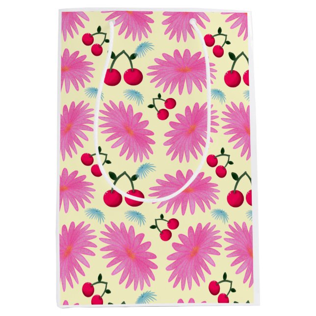 Bright Pink Floral Cherry Pattern | Cute Kawaii  (Framsidan)