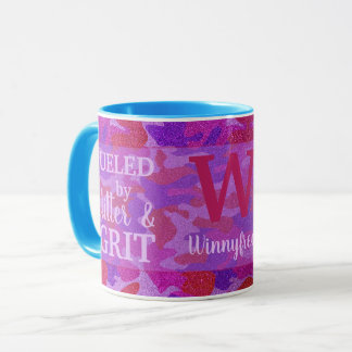 Bright Pink + Purple Camouflage Glitter Camo Name Mugg