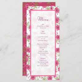 Bright Pink Rose Wedding Menus Meny