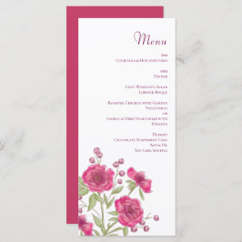 Bright Pink Rose Wedding Menus Meny