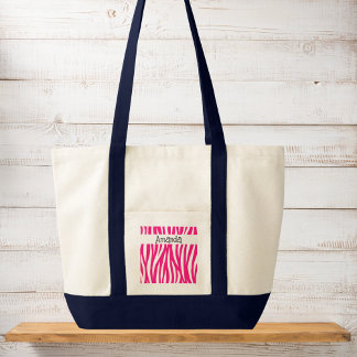 Bright Pink Wavy Animal Print Tote Tygkasse
