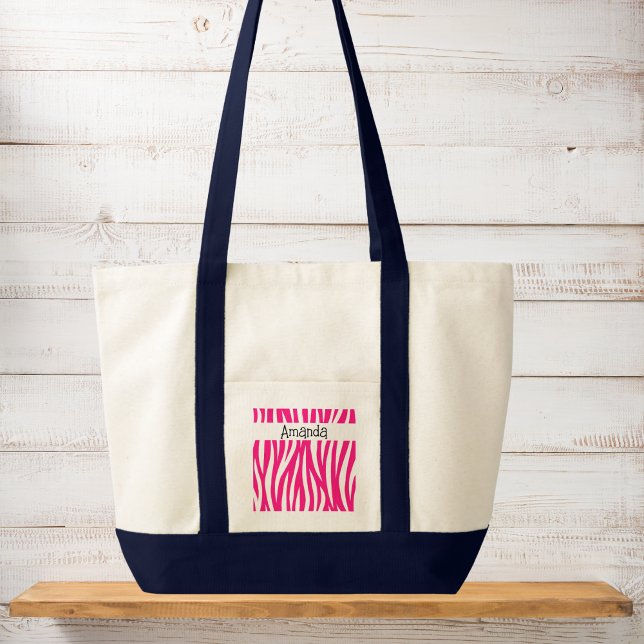 Bright Pink Wavy Animal Print Tote Tygkasse (Skapare uppladdad)