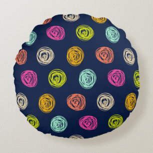 Bright Polka Dot Doodle Party Rund Kudde