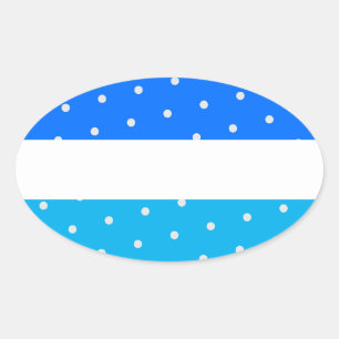 Bright Polka med två tonblå vit Rand Ovalt Klistermärke