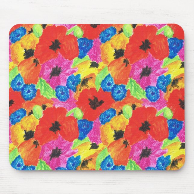 Bright Poppies och Cornblommor Mousepad Musmatta (Framsidan)