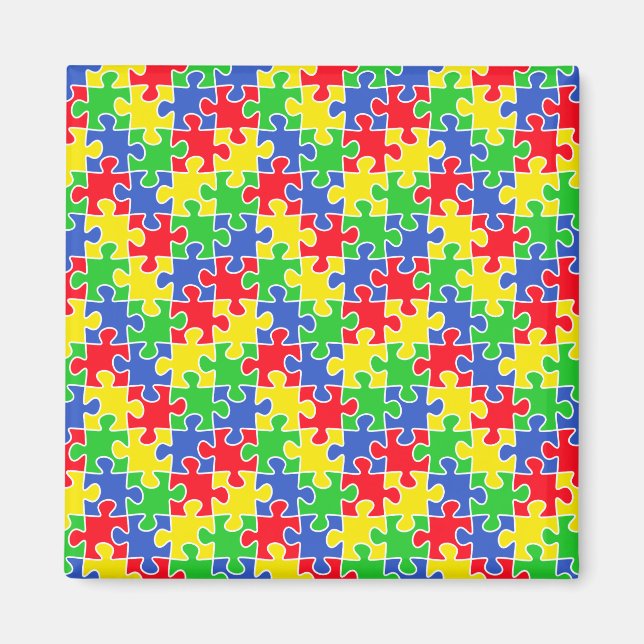 Bright Primär Färg Jigszawa Puzzle Delarare Magnet (Framsidan)