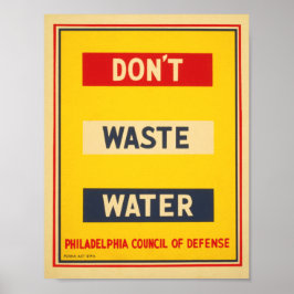 Bright Primär Färg, Slösa inte Vatten Poster