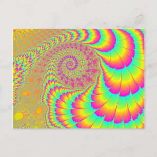 Bright Psychedelic Infinite Spiral Fractal Art Vykort