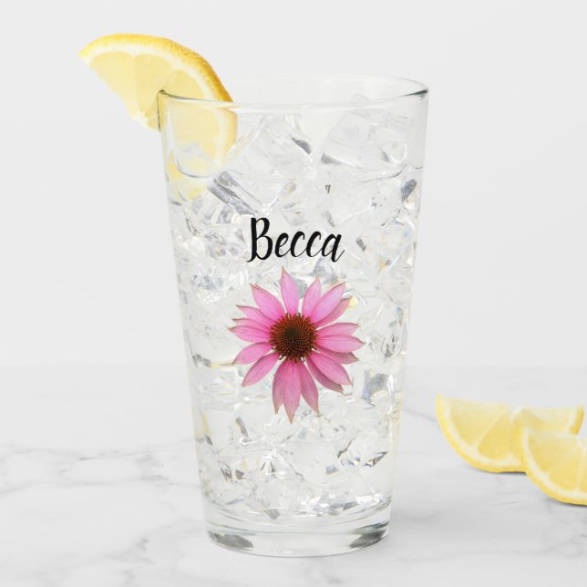 Bright Purple Coneflower Personalized Glass Glaskopp (Framsida Ice)