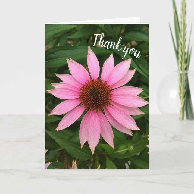 Bright Purple Coneflower Thank You Card Tack Kort (Framsida)