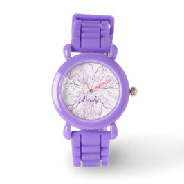Bright Purple Silicone Floral Kids Personalized Armbandsur
