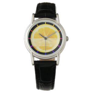 BRIGHT QUIRKY ROLIGT FÄRGAD LEMON CITRUS FRUIT SLI ARMBANDSUR