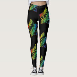 Bright Rainbow and Black Honeycomb Diamond star st Leggings