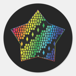 Bright Rainbow and Black Honeycomb Diamond star st Runt Klistermärke