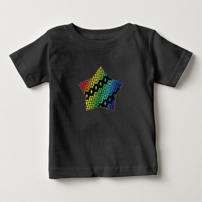 Bright Rainbow and Black Honeycomb Diamond star st T Shirt (Framsida)