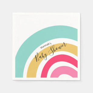 Bright Rainbow Baby Shower med Namn Pappersservett