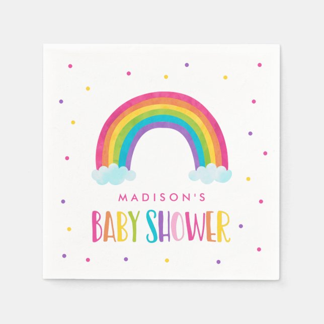 Bright Rainbow Baby Shower Pappersservett (Framsidan)