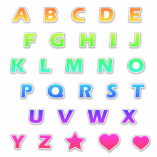 Bright Rainbow Brev Monogram Sticker Pack Klistermärken